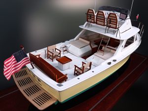 Custom Desk Models - Bertram - Bertram 31 custom desk model with interior details - Abordage