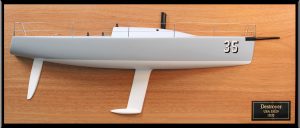 Custom Half Models - Nelson Marek Yacht Design - Nelson-Marek 1D35 custom half model with deck details and backboard - Abordage