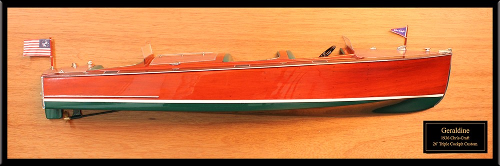 Chris Craft 26' Triple Cockpit Runabout of 1936 custom half model